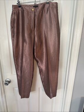 Donna Karan Women’s Metallic Brown Slim Leg Ankle Pants